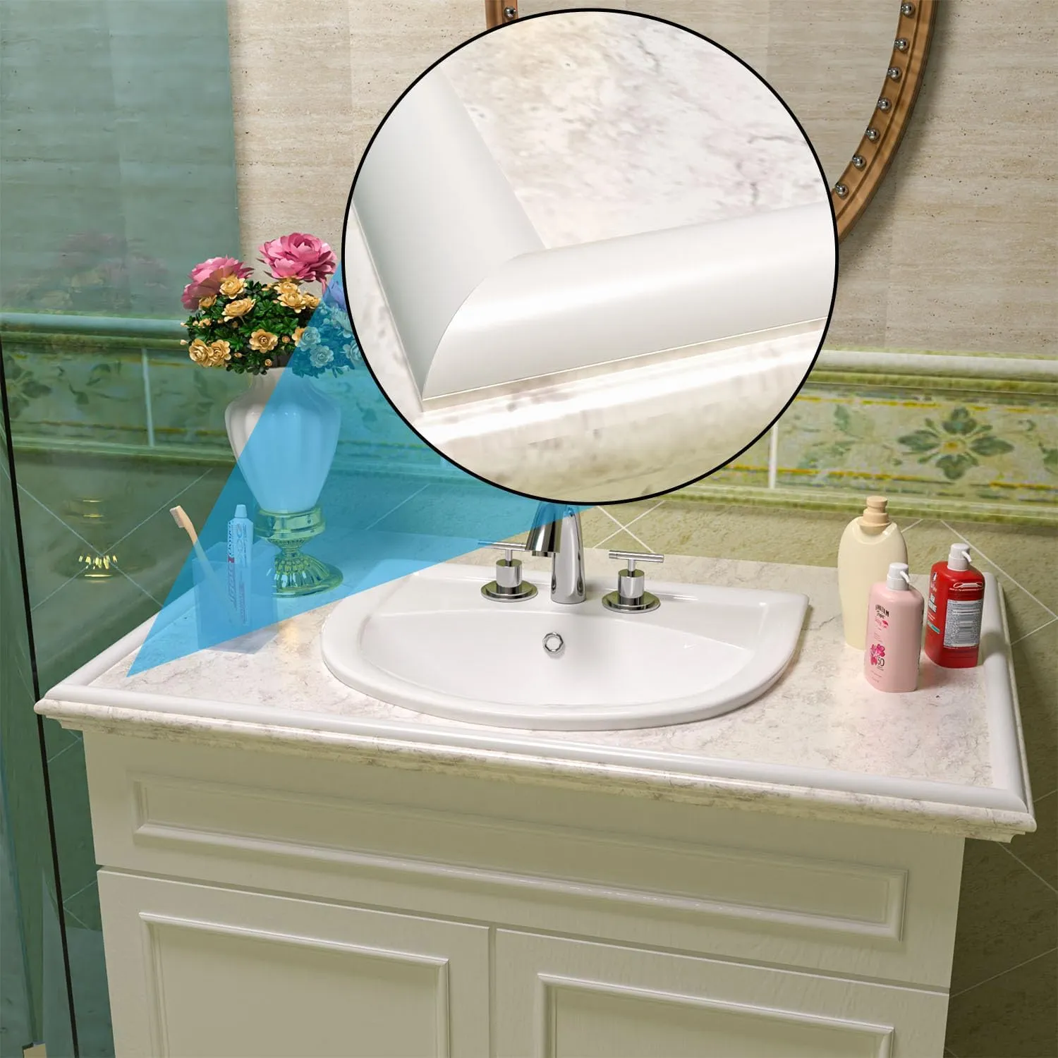 78 Inch Shower Threshold Water Dam Collapsible Arch Shaped 0.47" Tall White Shower Stopper Barrier and Stop Water Keep Dry and Wet Separation Suitable for Bathroom and Kitchen
