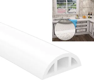 78 Inch Shower Threshold Water Dam Collapsible Arch Shaped 0.47" Tall White Shower Stopper Barrier and Stop Water Keep Dry and Wet Separation Suitable for Bathroom and Kitchen