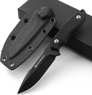 7" D2 Steel EDC Fixed Blade Knife, Versatile Carry with Kydex Sheath and G10 Handle (C- Black Balde   Black Handle)