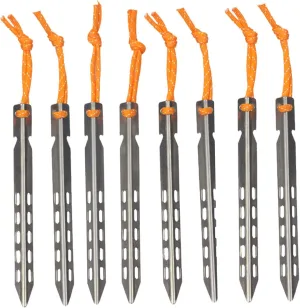 8 Pcs Titanium Tent Pegs, 16cm Ultralight Tent Nails Outdoor Camping Stakes Portable Camping Stakes V-Shaped Pegs with Pull Cords for Outdoor CampingStakes
