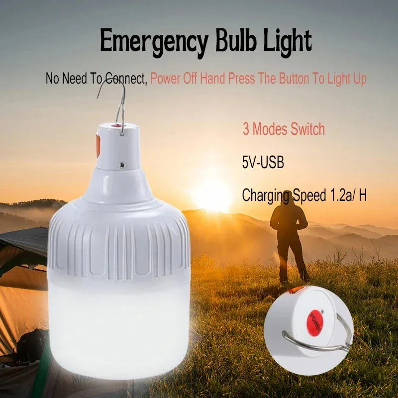 80W USB Rechargeable LED Emergency Lights - Portable Camping Lanterns for Outdoor Tents and Flashlight Use