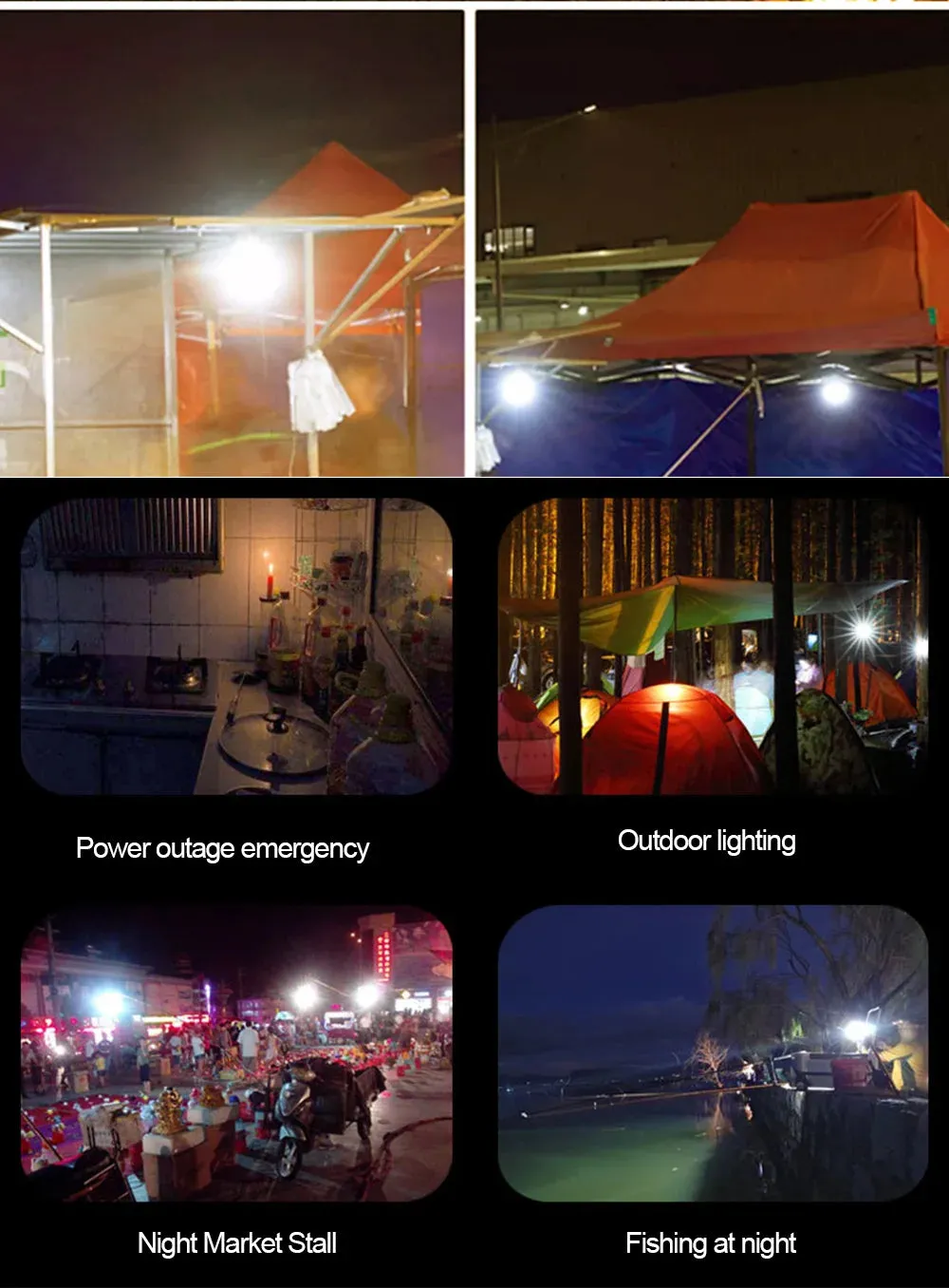 80W USB Rechargeable LED Emergency Lights - Portable Camping Lanterns for Outdoor Tents and Flashlight Use