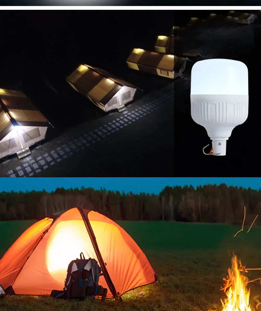 80W USB Rechargeable LED Emergency Lights - Portable Camping Lanterns for Outdoor Tents and Flashlight Use
