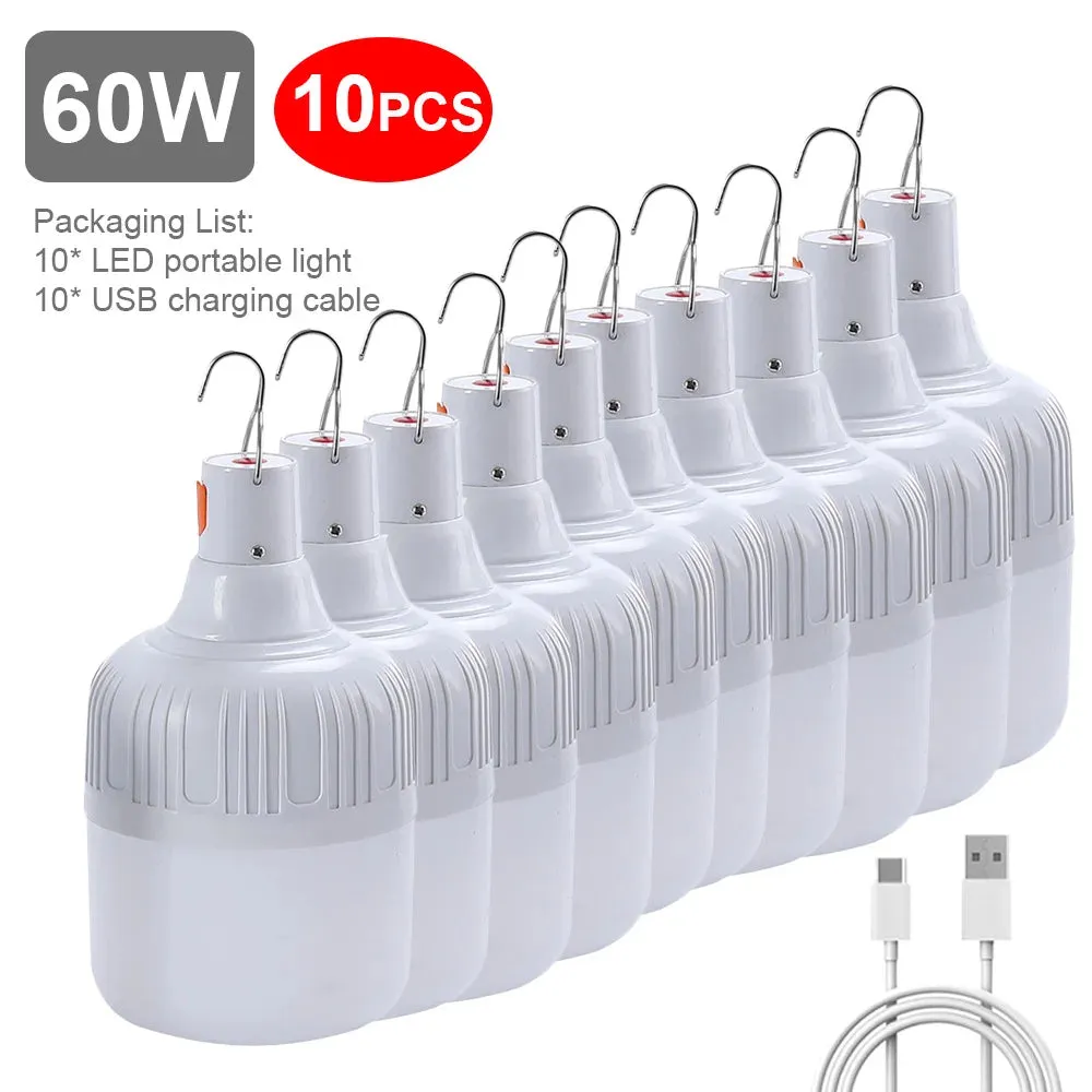 80W USB Rechargeable LED Emergency Lights - Portable Camping Lanterns for Outdoor Tents and Flashlight Use
