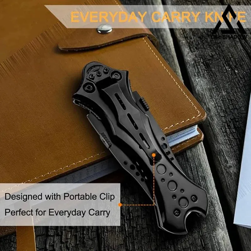 8.2" Unique Cool Double Blade Pocket Knife EDC Hiking Tools