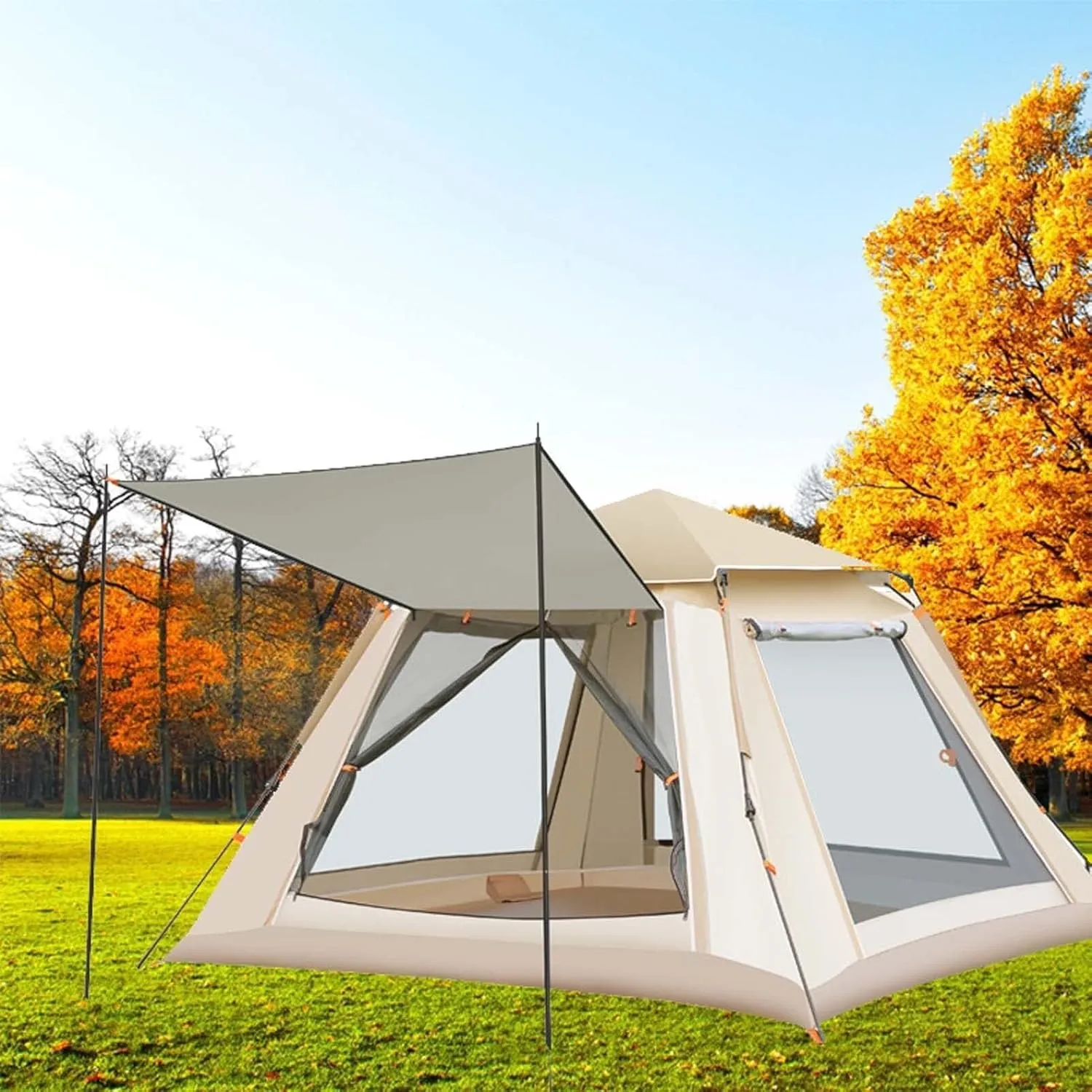 85x85x56 Inch Pop-Up Camping Tent for 2-4 Persons, Waterproof 4-Season Ultralight Backpacking Tent with 2 Doors, Instant Setup, Ventilated Dual Doors, Ideal for Hiking & Outdoor Activities