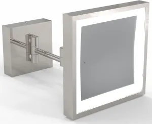 8" LED Square Mirror - 3X Magnification | Rechargeable - Cool Light | Makeup Mirror for Vanity, Bedroom, Bathroom | Illuminated LED Wall Vanity Mirror - Energy Efficient (Polished Nickel)