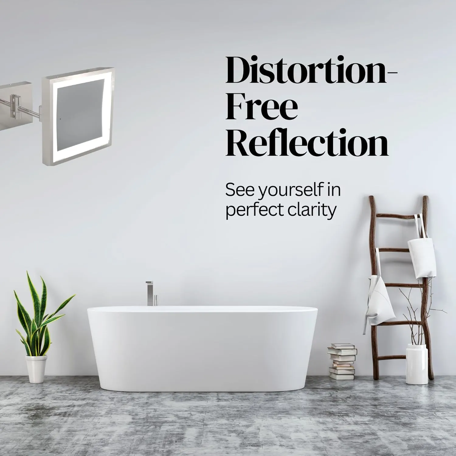 8" LED Square Mirror - 3X Magnification | Rechargeable - Cool Light | Makeup Mirror for Vanity, Bedroom, Bathroom | Illuminated LED Wall Vanity Mirror - Energy Efficient (Polished Nickel)