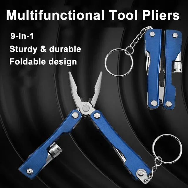 9 In 1 Multifunctional Foldable Pocket Pliers LED Lamp Flashlight Screwdriver Bottle Opener Outdoor Camping Portable Mini Pliers