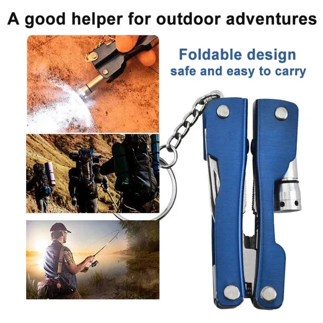 9 In 1 Multifunctional Foldable Pocket Pliers LED Lamp Flashlight Screwdriver Bottle Opener Outdoor Camping Portable Mini Pliers