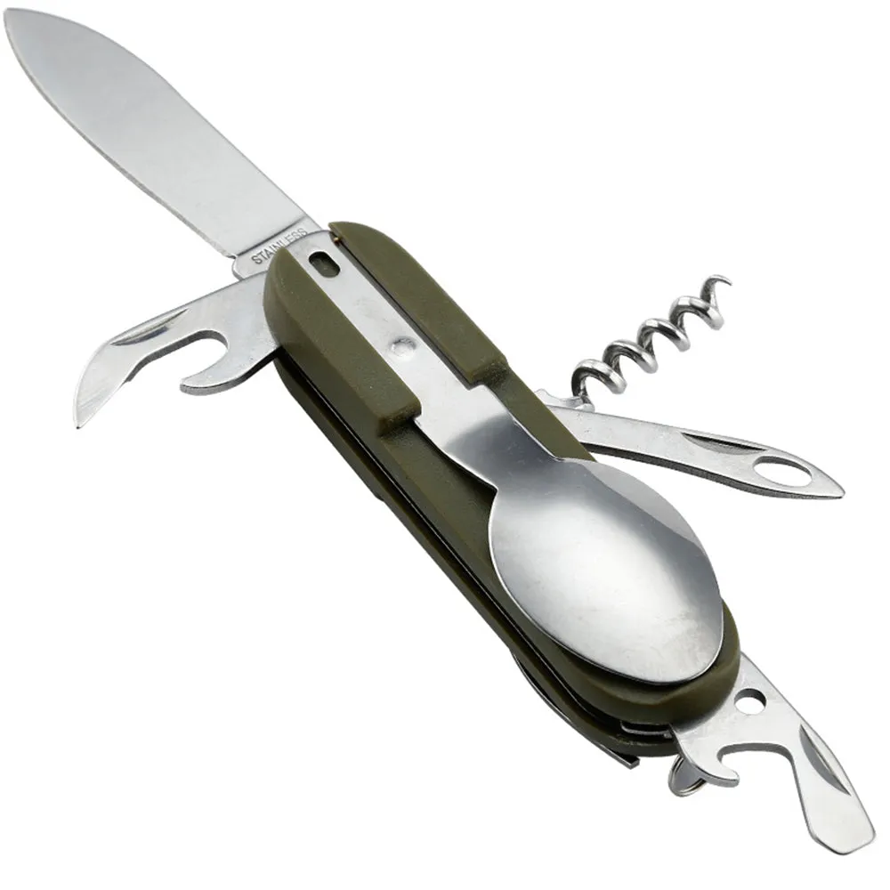 9 In1 Outdoor Combination Tableware Fork Spoon Stainless Steel