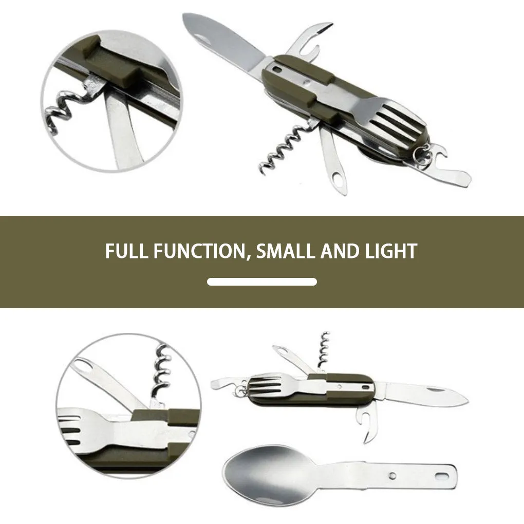 9 In1 Outdoor Combination Tableware Fork Spoon Stainless Steel