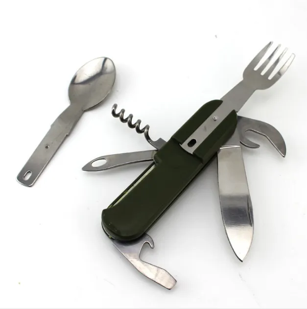 9 In1 Outdoor Combination Tableware Fork Spoon Stainless Steel