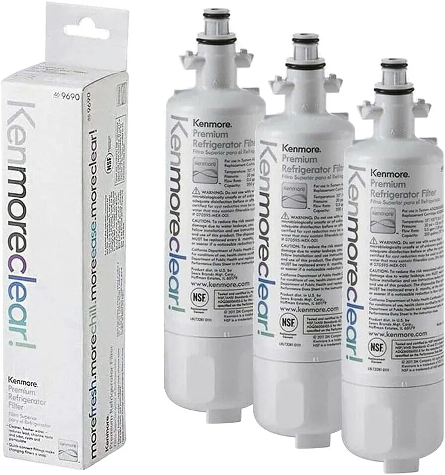 9690 Water Filter Replacement Compatible Models with Kenmore Elite 795,46-9690,WF700,RFC1200A,LFXS32766S,Compatible with LG LT700P,ADQ36006101,ADQ36006102,Affordable,3 Pack¡