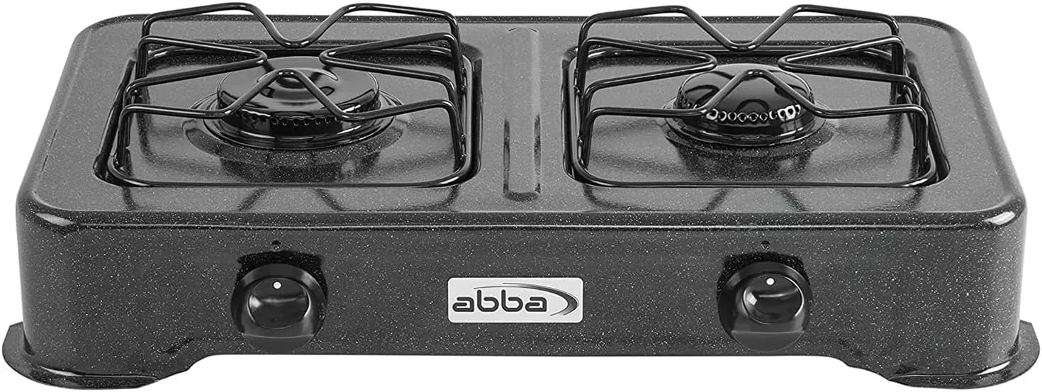 ABBA Double Burner Portable Propane StoveTop - Lightweight Alloy Steel Portable Stove - Stove for Camping, Patio & Outdoor Activities, 13.19" x 21.85" x 4.33" (Green or Black) (Black)