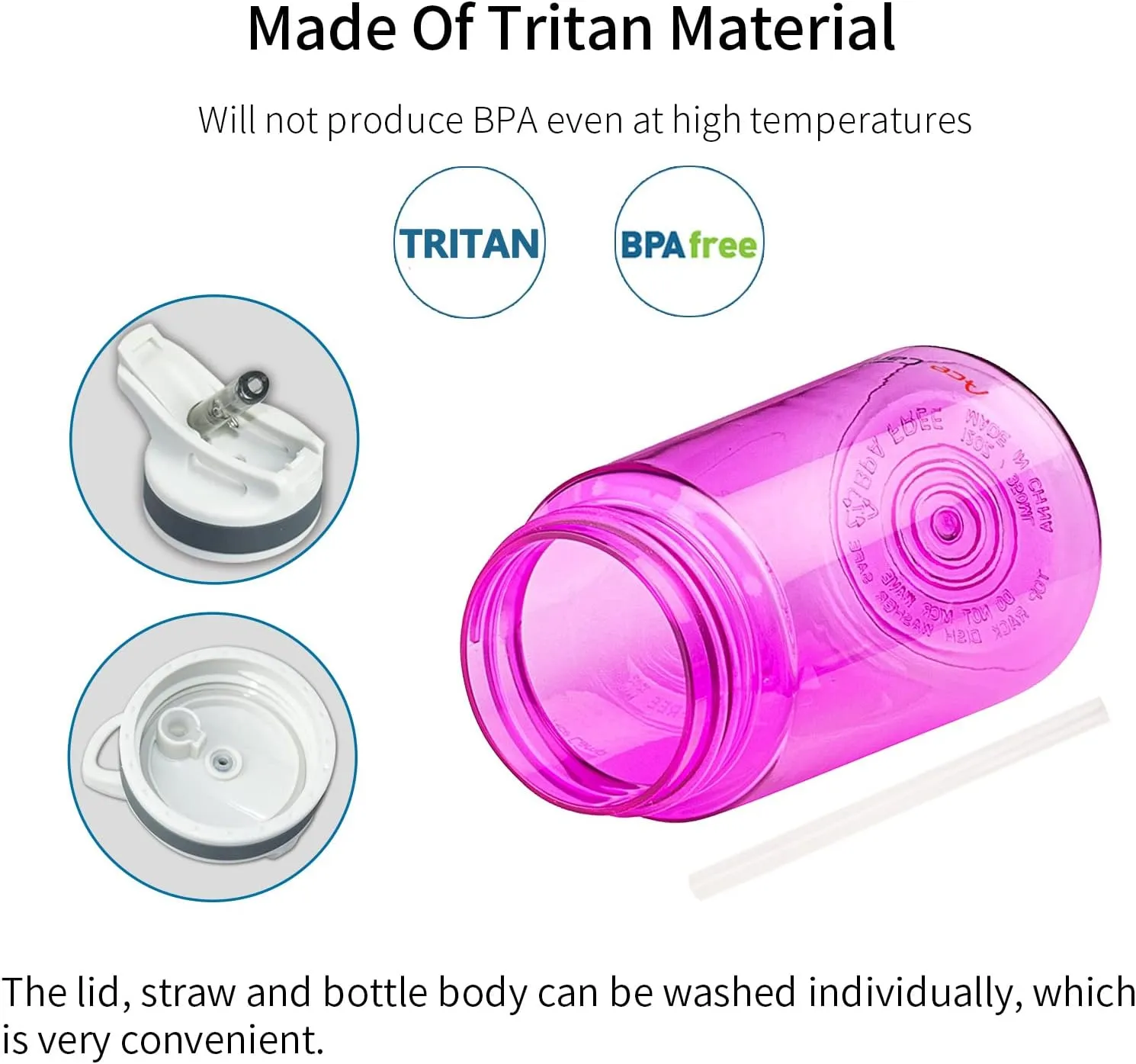 AceCamp 12oz Small Water Bottle 2 Pack with Straw for Kids and Adults BPA Free Tritan Sports Fitness Bottle Leak-Proof Durable Pink 2pcs