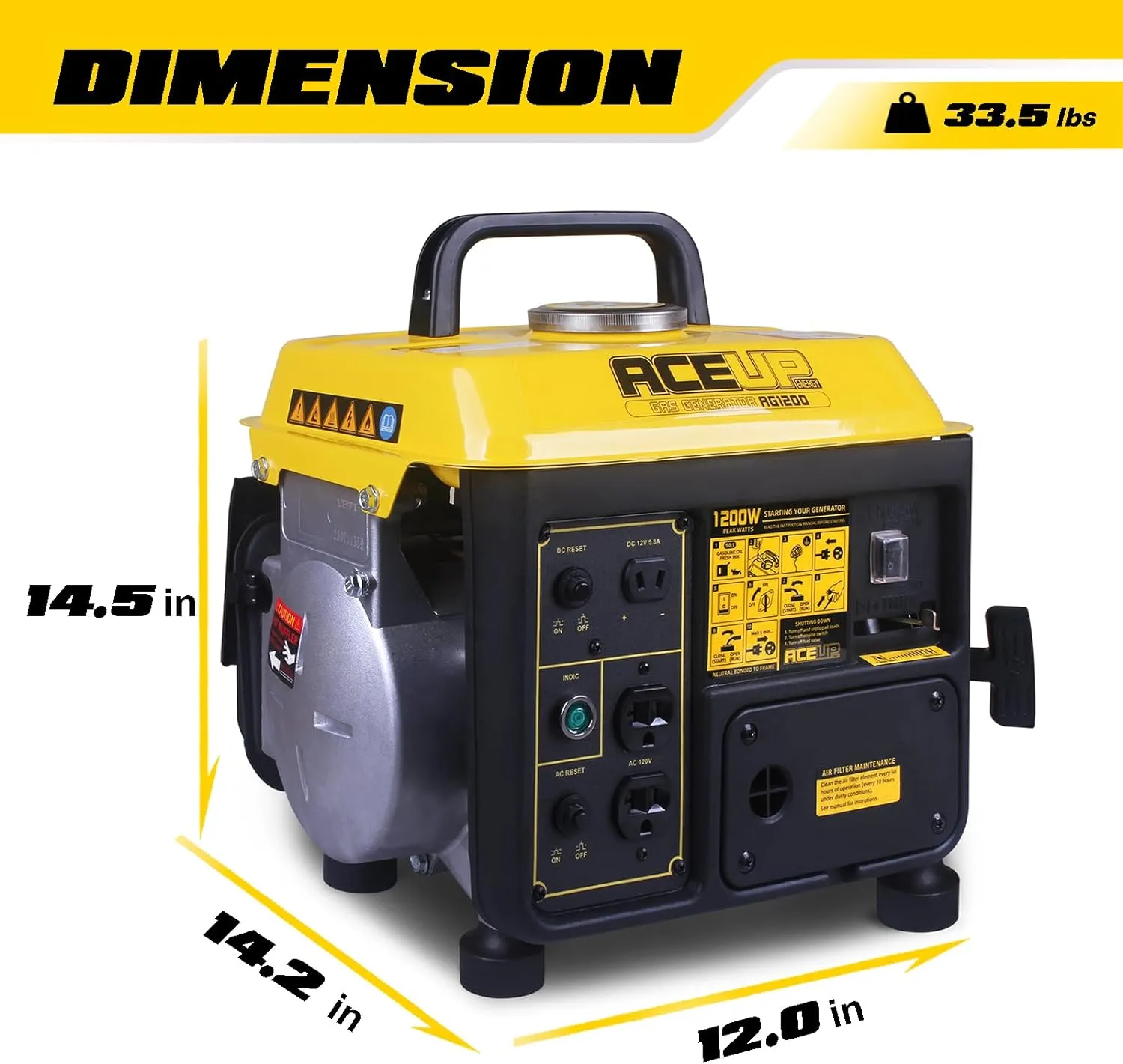 Aceup Energy 1,200W Gas Powered Generator, Small Portable Generator for Home Use Camping Ultralight, EPA & CARB Compliant