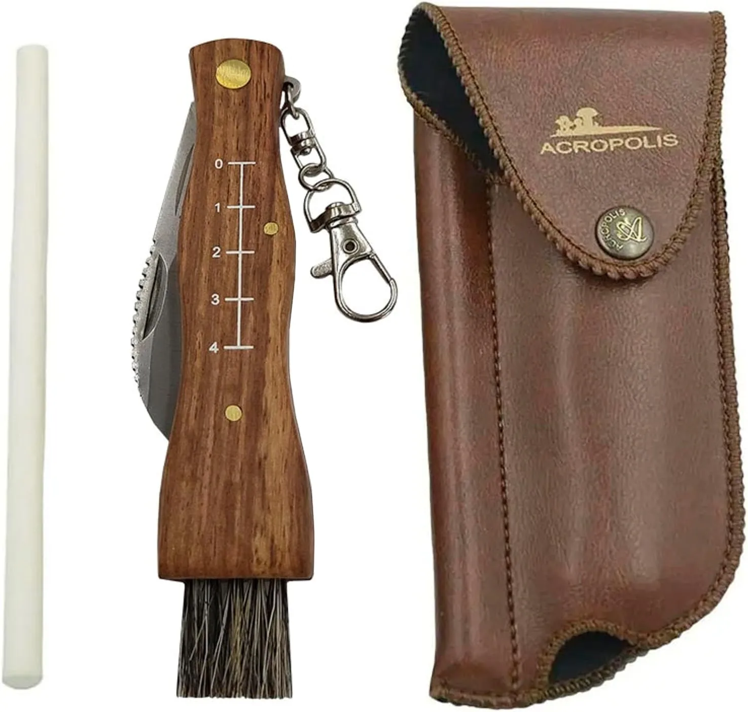 Acropolis Handmade Mushroom Foraging Knife, Knife With Brush, Eco Leather Folding Knife Case – Your Ultimate Foraging Tool.