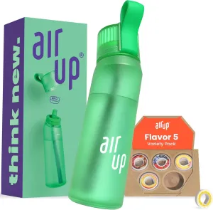 air up® water bottle (22 oz) for school, sports, gym | includes 5 scent pods & straw | flavored bottle in green – also for kids, boys, girls | no calories, sugar-free and suitable for carbonation