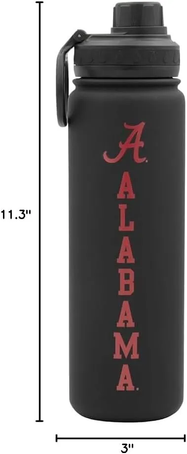 Alabama Water Bottle - Black Double Walled Stainless Steel 24 oz Keeps Drinks Cold or Hot