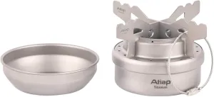 Alcohol Stove, Titanium Portable Camping Backpacking Hiking Stove with Cross Stand Carry Bag