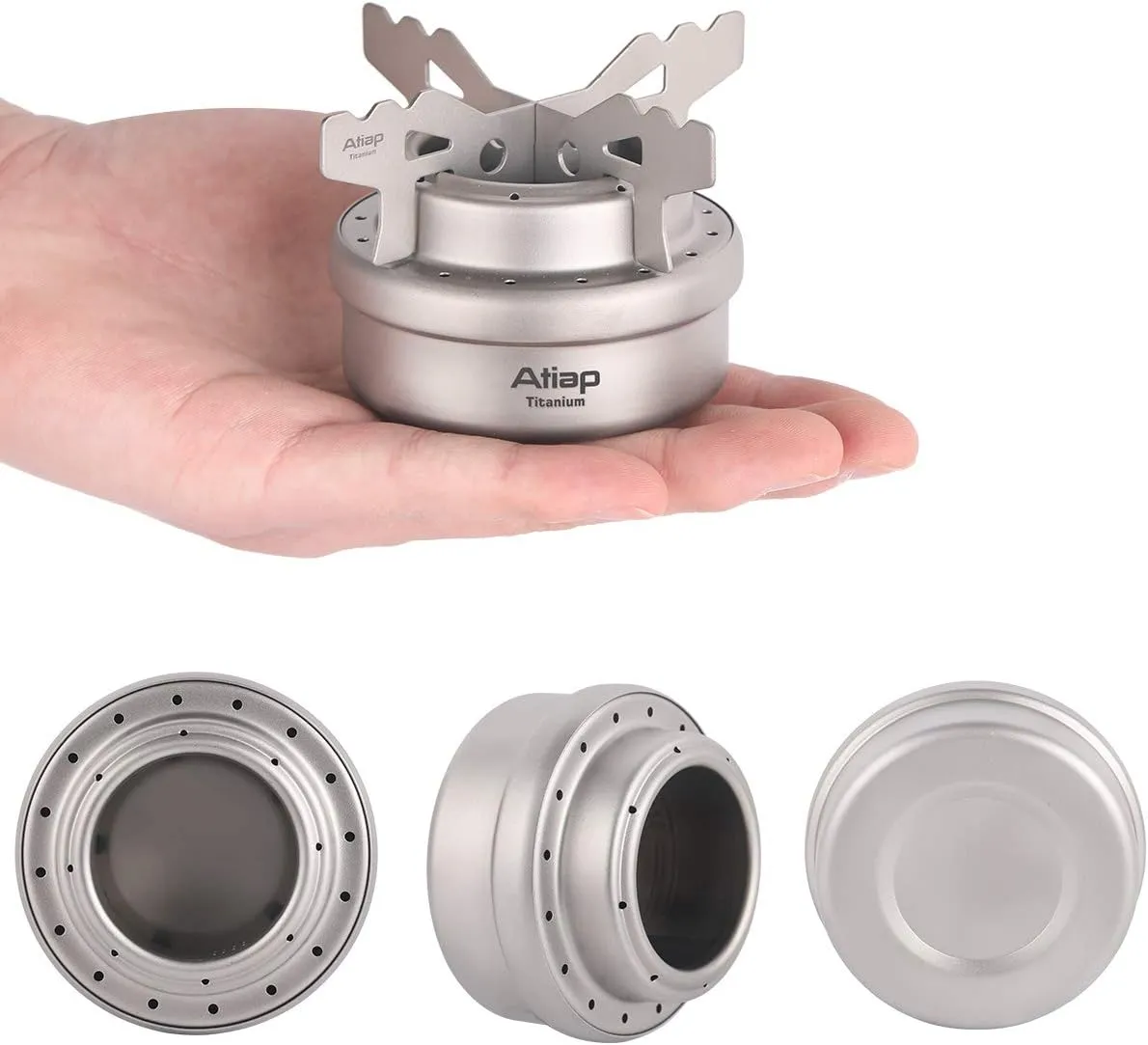 Alcohol Stove, Titanium Portable Camping Backpacking Hiking Stove with Cross Stand Carry Bag