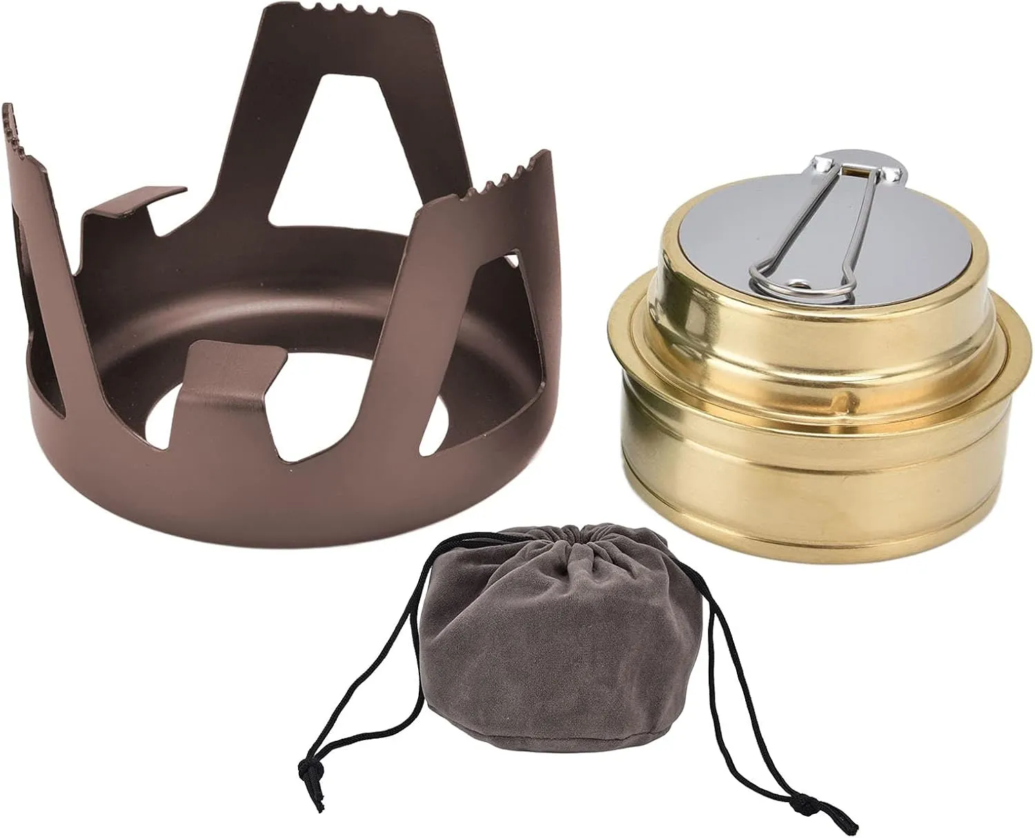 Alcohol Stoves Backpacking,Backpacking Stove,Camping Stove Windproof Vaporizable Portable Liquid Spirit Stove with Stand for Outdoor Camping (Brown)