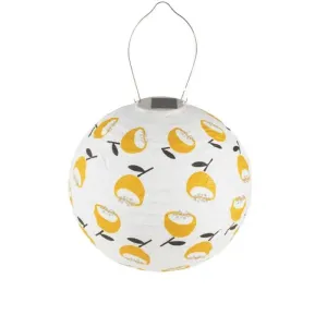 Allsop Soji 12" Round Solar Lantern with Lemon Poppy Print