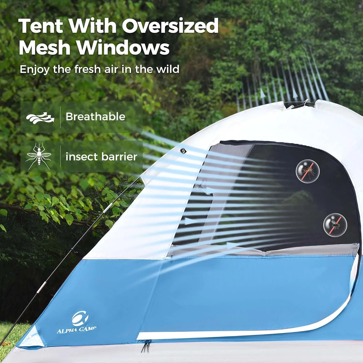 ALPHA CAMP 2/3/4 Person Camping Dome Tent with Rainfly, Lightweight Weatherproof Portable Backpacking Instant Tent, Easy Setup Tent for Outdoor Camping, Hiking, Mountaineering, Travel, Beach