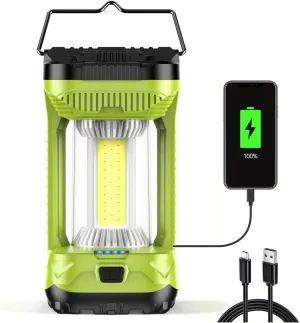AlpsWolf Camping Lantern Rechargeable, 1000LM 4 Light Modes Camping Light 4000mAh Rechargeable Lantern for Power Outages Portable Camping Lamp Camping Essentials for Emergency, Green, 1 Pack