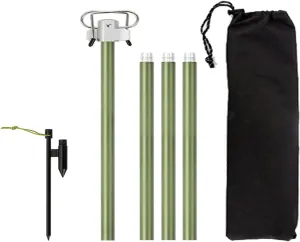 Aluminum Lantern Stand Lightweight Foldable Camping Pole with Hooks, Adjustable Height, Collapsible Design for Camping, Hiking, Fishing, Aluminum Alloy, Black (1)