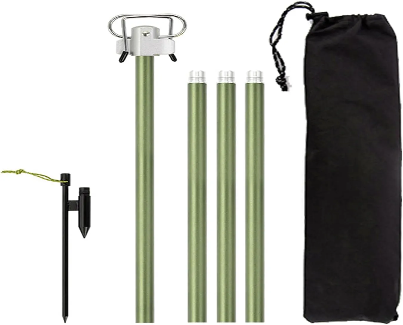 Aluminum Lantern Stand Lightweight Foldable Camping Pole with Hooks, Adjustable Height, Collapsible Design for Camping, Hiking, Fishing, Aluminum Alloy, Black (1)