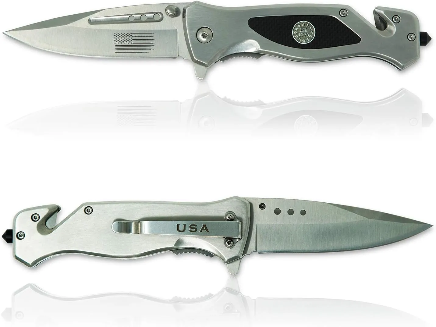 American Flag Folding Knife | Tactical Elite Knife | Stainless Steel Pocket Knife for Men | USA Rescue Knife with 3.5 Inch Blade | Great EDC Knife