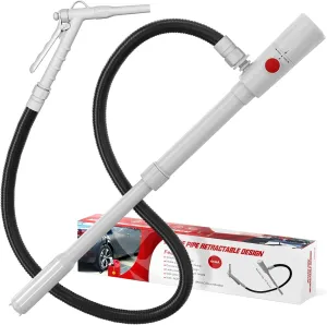 anngrowy Portable Transfer Pump Battery-Powered Stick Fuel Transfer Pump with Hand Trigger Nozzle, 2.8GPM Flow Rate & 53.7” Hose, Gas Pump Fits Most Gas Cans for Pumping Gasoline, Kerosene, Diesel