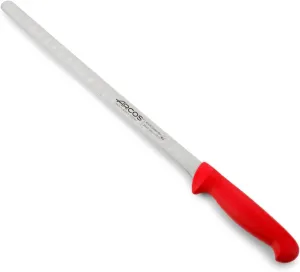 Arcos Salmon Knife/Fish Knife 12 Inch Nitrum Stainless Steel and 300 mm blade. Ergonomic Polypropylene Handle. Series 2900. Features different handle colors to make it easier. Color Red.