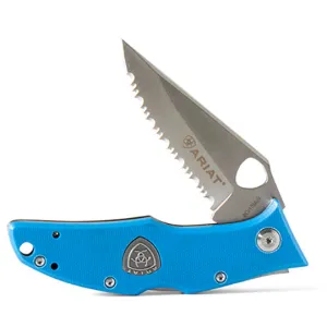 Ariat Medium Blue Serrated Folding Knife- 3"