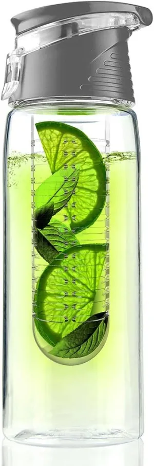 Asobu Flavor It Infuser Water Bottle Pure Fruit Flavour 2 Go, Smoke