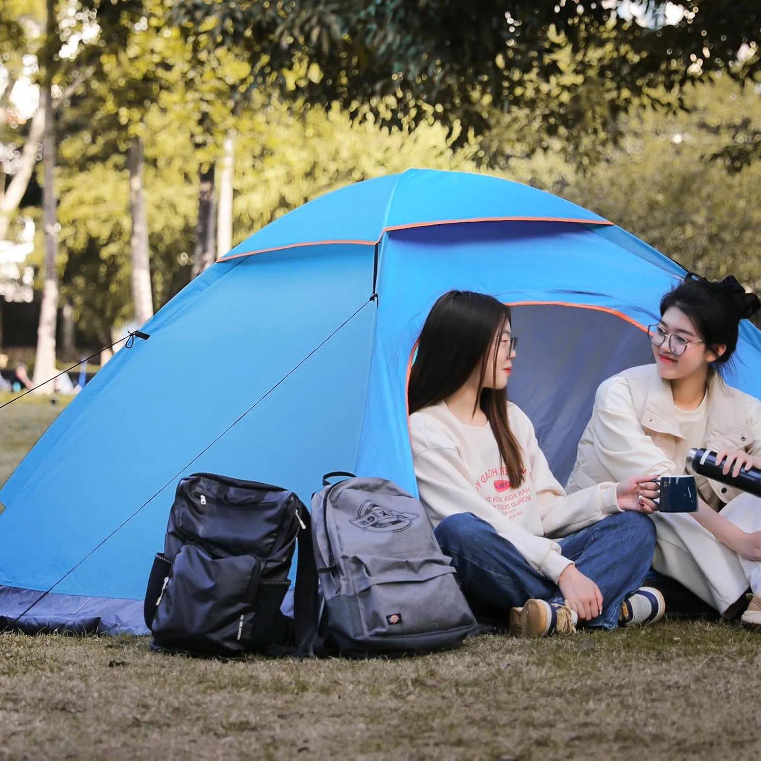 Athena Collection 1-2 Person Camping Dome Tent, Portable Backpacking Tent Easy Setup Travel Tent with Carry Bag, Outdoor All Seasons Tent Windproof Camping Equipment for Lawn Garden Park