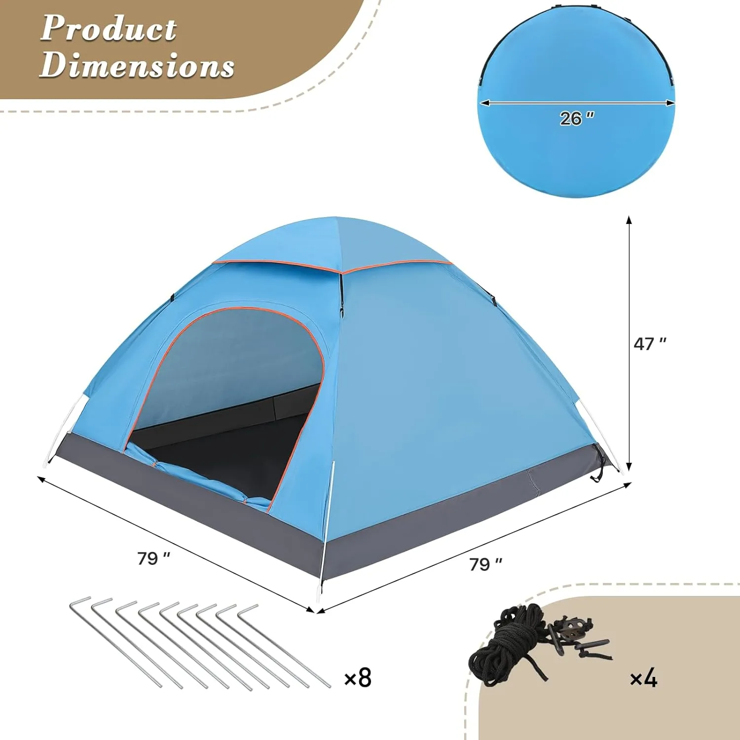 Athena Collection 1-2 Person Camping Dome Tent, Portable Backpacking Tent Easy Setup Travel Tent with Carry Bag, Outdoor All Seasons Tent Windproof Camping Equipment for Lawn Garden Park