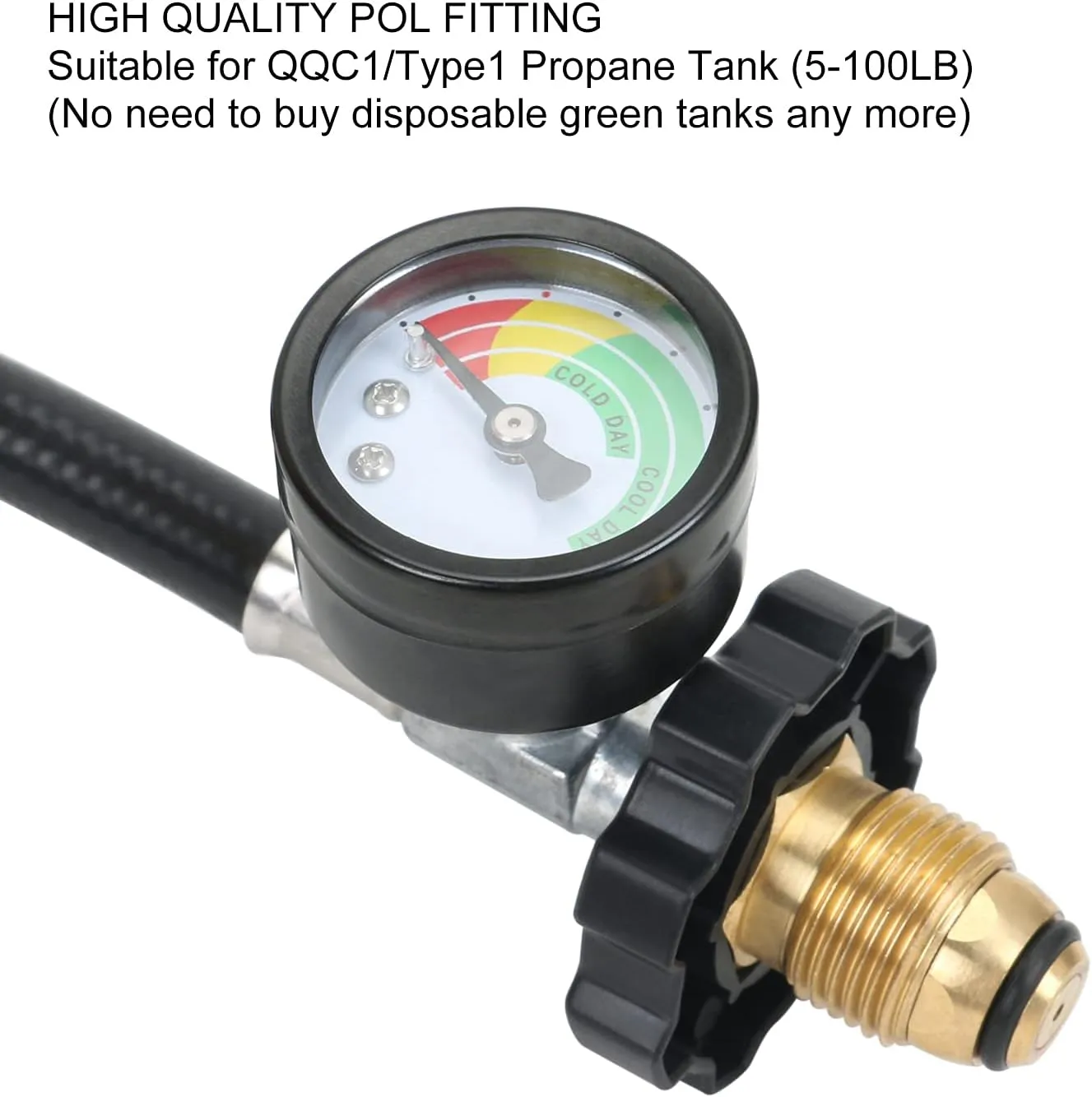 ATKKE 8FT Propane Hose Adapter 1lb to 20lb with Gauge, Propane Tank Grill Adapter Converter for Coleman Camp Stove, Portable Buddy Heater, Weber Q Gas Grill, Tabletop Grill and More 1lb Appliances