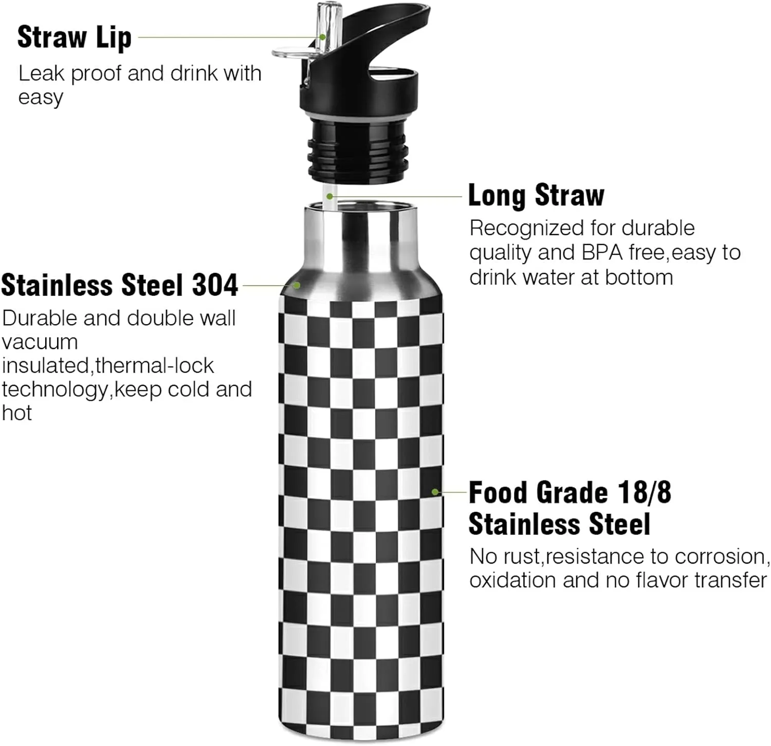 ATTX Racecar Water Bottle with Straw, 22OZ Sports Water Bottle BPA Free Stainless Steel Water Jugs for Gym,Working, Outdoor