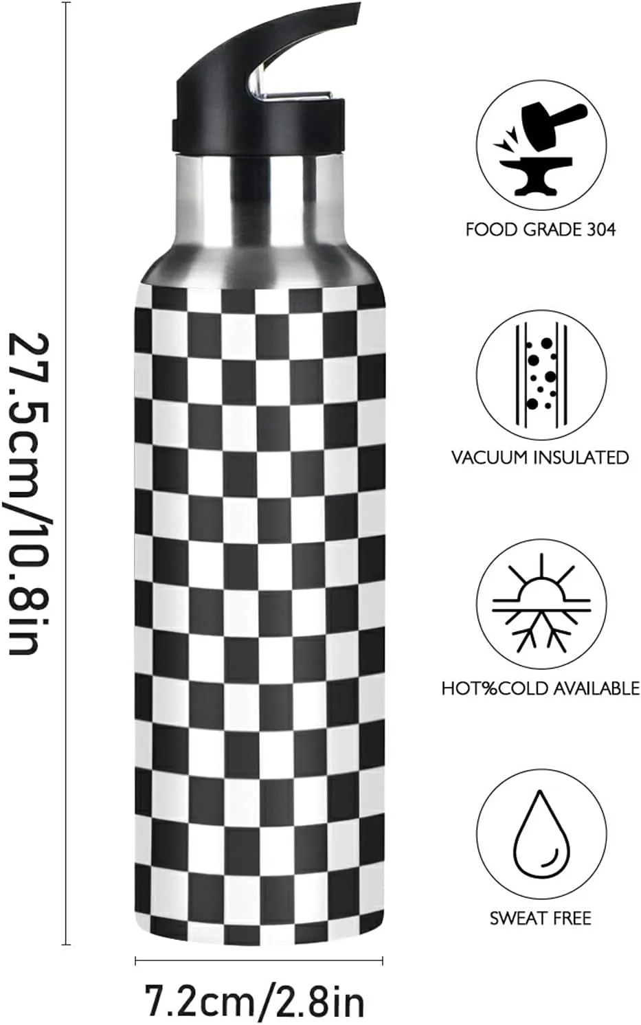 ATTX Racecar Water Bottle with Straw, 22OZ Sports Water Bottle BPA Free Stainless Steel Water Jugs for Gym,Working, Outdoor