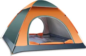 Automatic Pop Up Camping Tent, 3-4 Person Outdoor Family Tents with Skylight Cover, Quick Set up Waterproof Windproof Dome Tents for Beach, Traveling, Hiking, Hunting, Fishing
