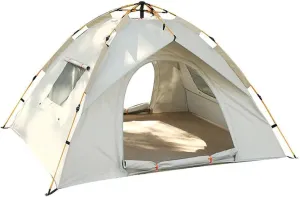 Automatic Pop Up Camping Tent, 3-4 Person Outdoor Family Waterproof Portable Tent, Easy Open Camp Tents Ultralight Instant Shade, 360 Degree Panoramic Window, for Outdoor Camping, Backyard