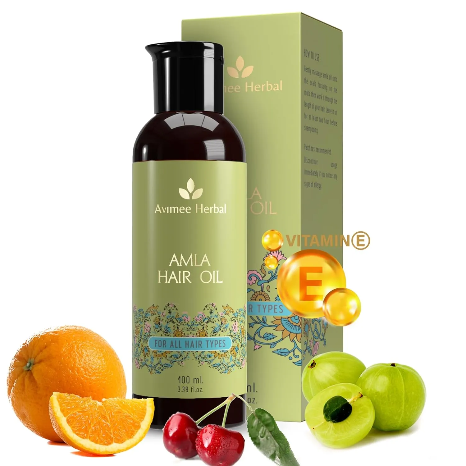 AVIMEE HERBAL Amla Hair Oil | For Long & Strong Hair | With Vitamin E and Amla Seed Oil | Mineral Oil Free | 100 ml