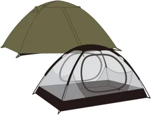 Avocado Green Ultralight 2 Person Dome Tent,Double Layer Protection with Vent Windows