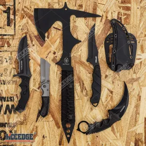 Axe Hatchet Pocket Knife Fixed Blade Knife Hunting Knife Karambit 5PC COMBO Razor Sharp Edge Camping Accessories Camping Gear Survival Kit Survival Gear Tactical Gear 77930