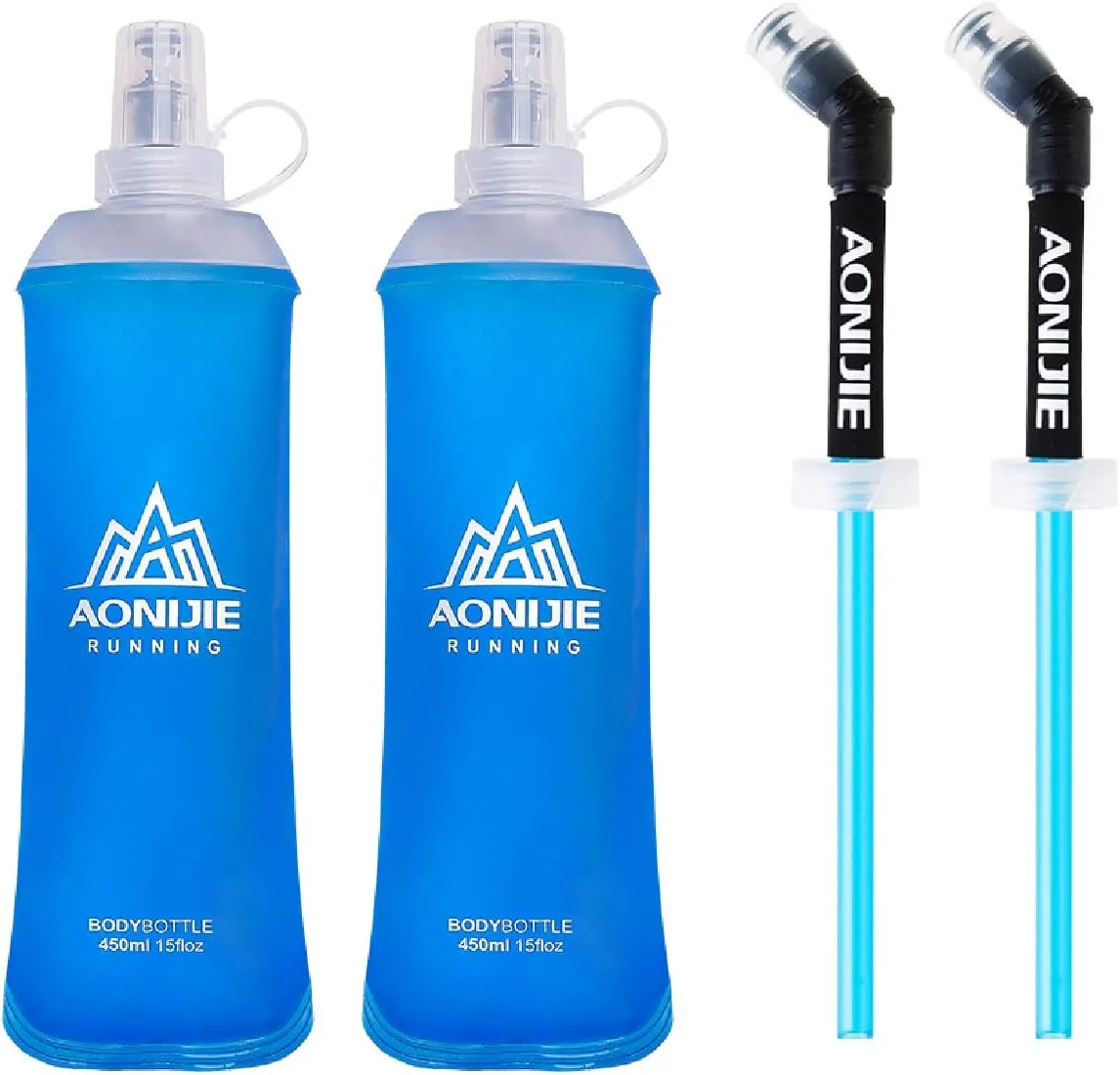 Azarxis TPU Soft Flask Collapsible Water Bottles BPA-Free 250ml 350ml 500ml 600ml for Hydration Vest Pack Running Hiking Cycling Climbing