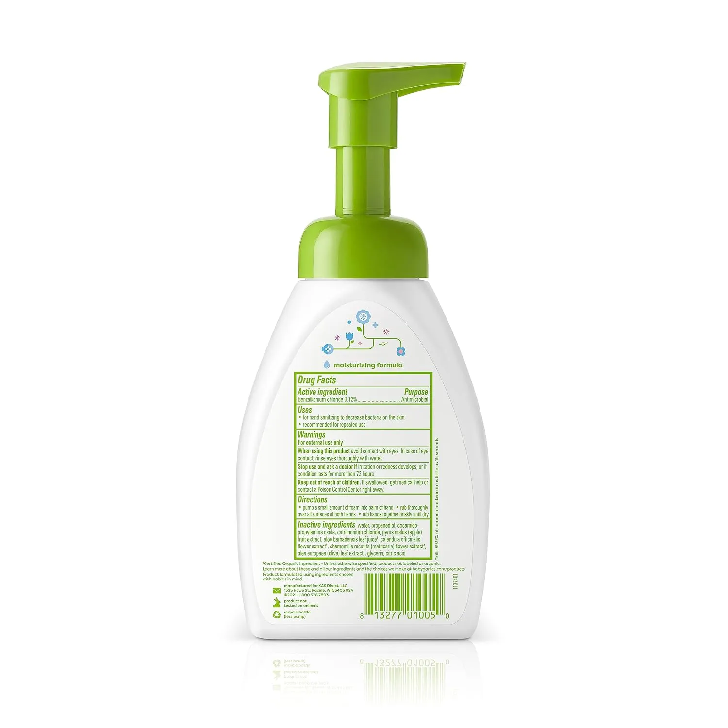 Babyganics Alcohol-Free Foaming Hand Sanitizer, Pump Bottle, Fragrance Free, 8.45 oz, 3 Pack