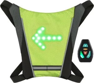 Backpack Clip, LED Turn Signal Bike Pack USB Rechargeable Reflective Backpack Attachment Clip with Remote Control LED Backpack with Direction Indicator Safety Light Bag Sports Vest for Cycling